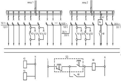 Электрическая схема панелей распределительных 4Р-109-00, 4Р-109-30, 4Р-109-31