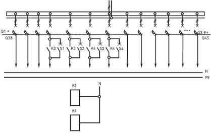 Электрическая схема панелей распределительных 4Р-110-00, 4Р-110-30, 4Р-110-31