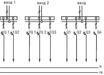 Электрическая схема панелей распределительных 4Р-111-00, 4Р-111-30, 4Р-111-31