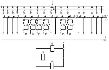 Электрическая схема панелей распределительных 4Р-113-00, 4Р-113-30, 4Р-113-31