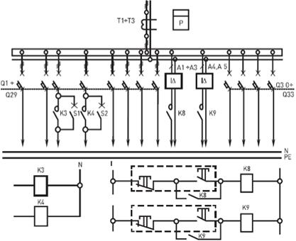 Электрическая схема панелей распределительных 4Р-122-00, 4Р-122-30, 4Р-122-31