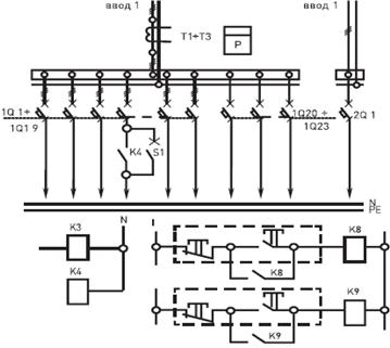 Электрическая схема панелей распределительных 4Р-123-00, 4Р-123-30, 4Р-123-31