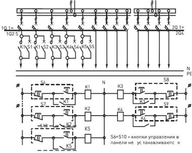 схема панели распределительной 3Р-123-00, 3Р-123-30, 3Р-123-31