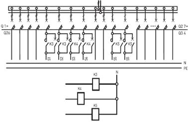 схема панели распределительной 3Р-164-00, 3Р-164-30, 3Р-164-31